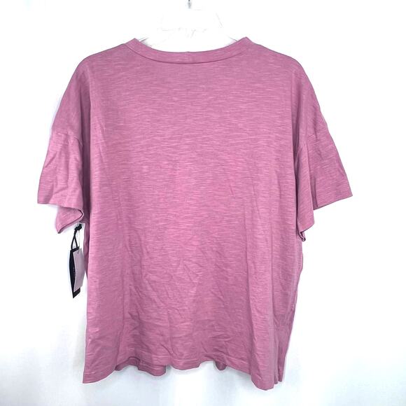 New Black Tape Plus Size 1X Cutout Shoulder Pink Short Sleeve Shirt - Picture 4 of 5